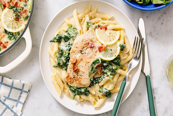Creamy Garlic & Bacon Parmesan Chicken with Spinach